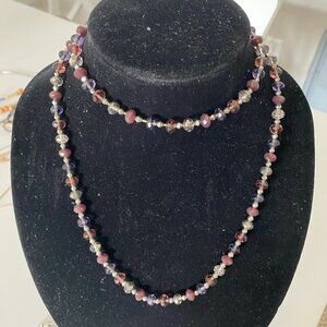 Amethyst Long Beaded Necklace with Bracelet
